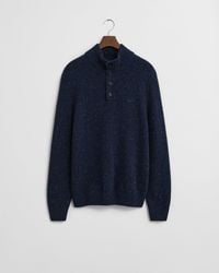 GANT - Wool Blend Neps Half Buttoned Jumper - Lyst
