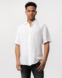 BOSS - Rash 2 Short Sleeve Linen Canvas Shirt - Lyst