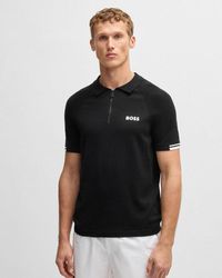 BOSS - K-perform Max Active Slim-fit Knit Polo With Zip Placket - Lyst
