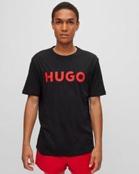HUGO - Duivio Hort Eeve Crew Neck T-hirt Back An - Lyst