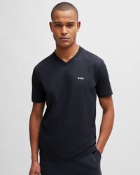 BOSS - Boss Tee V V-Neck T-Shirt Colour: Dark 402, Size: L - Lyst
