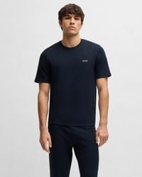 BOSS - Waffle Cotton-Blend Pyjama T-Shirt With Embroidered Logo Nos - Lyst
