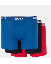 BOSS - Power Three Pack Stretch Cotton Boxer Briefs With Logos Nos - Lyst