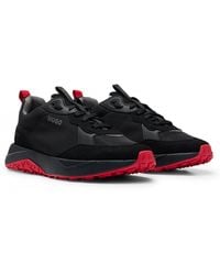 HUGO - Clint Leather Cupsole Trainers With Logos And Signature Stripe - Lyst