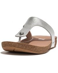 Fitflop - Iqushion Metallic-leather Toe-post Sandals - Lyst