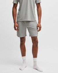 BOSS - Unique Stretch-cotton Pyjama Shorts With Logo Print - Lyst