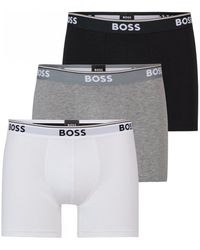 BOSS - Power Three Pack Stretch Cotton Boxer Briefs With Logos Nos - Lyst