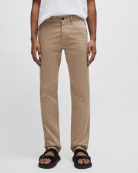 BOSS - Slim Fit Chinos In Stretch-cotton Satin - Lyst