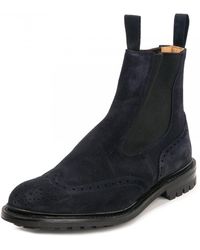Tricker's Henry Navy Ox Reverse Suede Commando - Blue