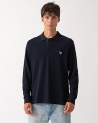 Paul Smith - Ps Long Sleeve Plain Polo Shirt With Zebra Logo - Lyst