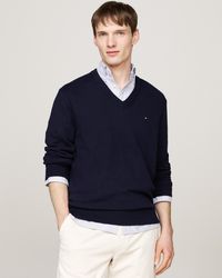 Tommy Hilfiger - Pima Organic Cotton Cashmere V-Neck Jumper - Lyst