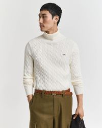 GANT - Cotton Cable Turtle Neck Sweater - Lyst