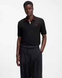 HUGO - Dalomino Short Sleeve Zip Placket Polo Shirt With Contrast Logo - Lyst
