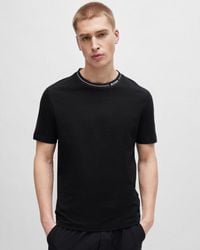 BOSS - Tee 11 Cotton-jersey Regular Fit T-shirt With Branded Collar - Lyst