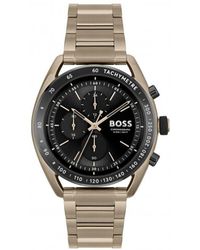 BOSS by HUGO BOSS - Boss Center Court Gold Stainless Steel Strap Watch - Lyst