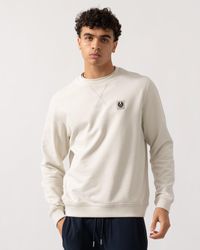 Belstaff - Crew Neck Sweatshirt With Logo Patch - Lyst