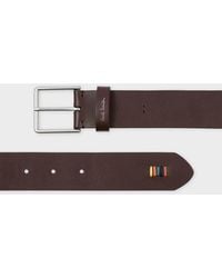 Paul Smith - Leather Belt With Signature Stripe Stitch Detail - Lyst