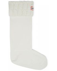 HUNTER 6 Stitch Cable Boot Sock - White