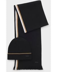 BOSS - Henzo Hat And Scarf Gift Set With Stripe Details - Lyst