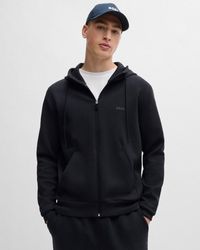 BOSS - Saggy Stretch Cotton Zip-Up Hoodie With Logo Print Nos Size: L - Lyst