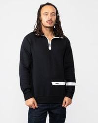 BOSS - Cotton-blend Zip-neck Sweatshirt With Logo Stripe - Lyst