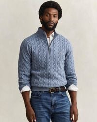 GANT - Cotton Cable Half Zip Jumper - Lyst