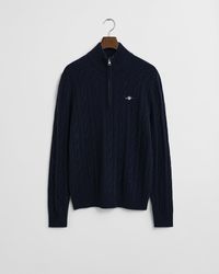 GANT - Lambswool Cable Knit Half Zip Jumper - Lyst