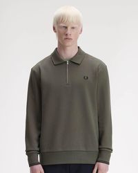 Fred Perry - Half Zip Collared Sweatshirt - Lyst