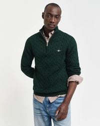 GANT - Cotton Cable Half Zip Jumper - Lyst