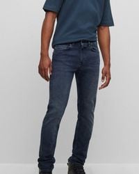BOSS - Delaware Slim Fit Jeans In Dark Blue Super-stretch Denim - Lyst
