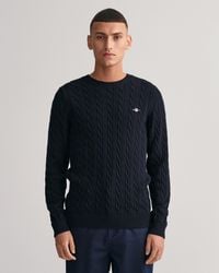 GANT - Cotton Cable Knit Crew Neck Jumper Size: M - Lyst