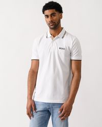 BOSS - Paddy Pro Cotton Blend Polo Shirt With Contrast Logos - Lyst
