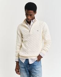 GANT - Cotton Cable Half Zip Jumper - Lyst