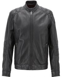 BOSS Jagson Leather Jacket - Black