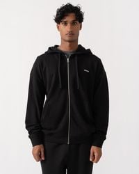 HUGO - Dapozip Cotton-Terry Zip-Up Hoodie With Logo Print - Lyst