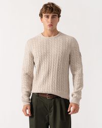 Belstaff - Westport Crew Neck Cable Knit Jumper - Lyst