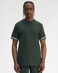 Fred Perry - Striped Cuff T-Shirt - Lyst