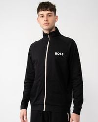 BOSS - Authentic Loungewear Track Jacket In French Terry With Logo Detail - Lyst