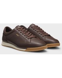 BOSS - Nitan Leather Trainers With Foil Logo - Lyst