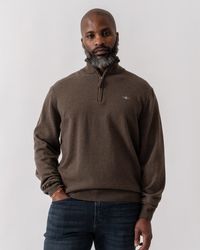 GANT - Superfine Lambswool Half Zip Cardigan - Lyst