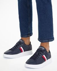 Tommy Hilfiger - Essential Supercup Striped Leather Trainers - Lyst