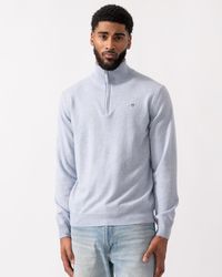 GANT - Superfine Lambswool Half Zip Cardigan - Lyst