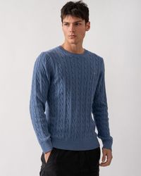 GANT - Cotton Cable Knit Crew Neck Jumper Size: M - Lyst