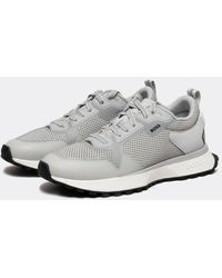 BOSS - Jonah Mixed-material Trainers With Mesh Details And Branding - Lyst