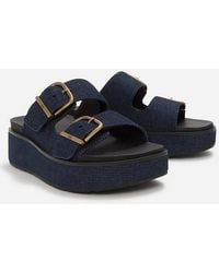Fitflop - Gen-Ff Max Buckle Two-Bar Denim Slides - Lyst