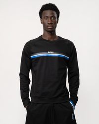 BOSS - Authentic Cotton-terry Sweatshirt With Stripes And Logo - Lyst