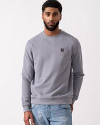 Belstaff - Crew Neck Sweatshirt With Logo Patch - Lyst