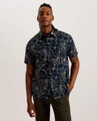 Ted Baker - Cavu Short Sleeve Printed Cotton Shirt - Lyst