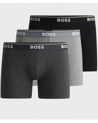 BOSS - Power Three Pack Stretch Cotton Boxer Briefs With Logos Nos - Lyst