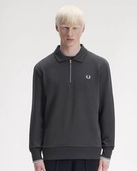 Fred Perry - Half Zip Collared Sweatshirt - Lyst